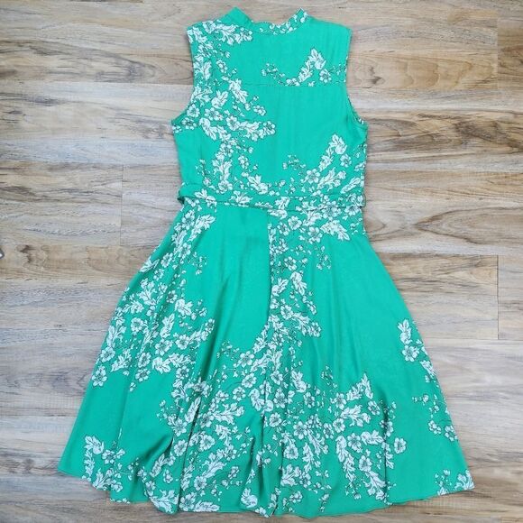 🔸️Nanette Lapore Green Lyst Floral Print Pintuck Sleeveless Dress Size 10 - Picture 4 of 14